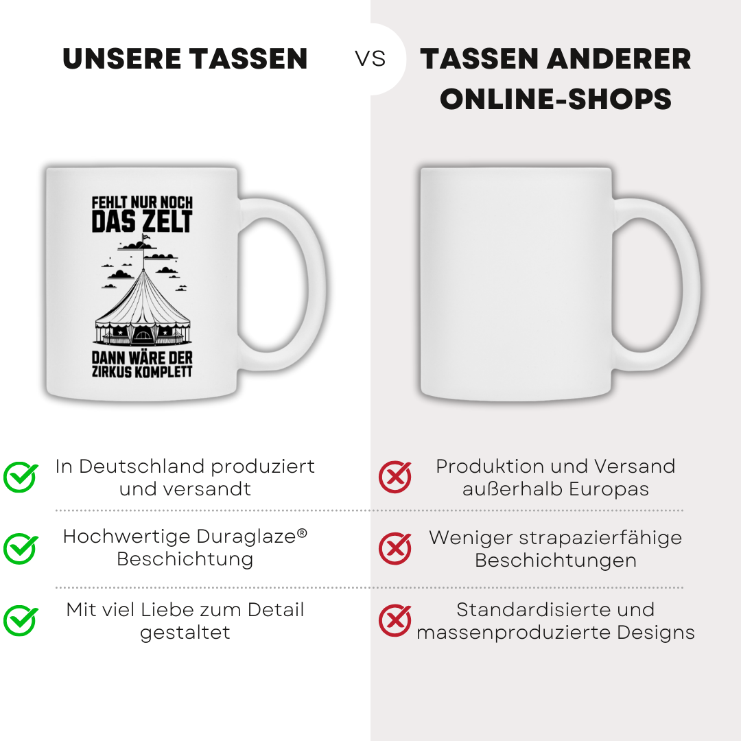 Fehlt nur noch das Zelt - Tasse